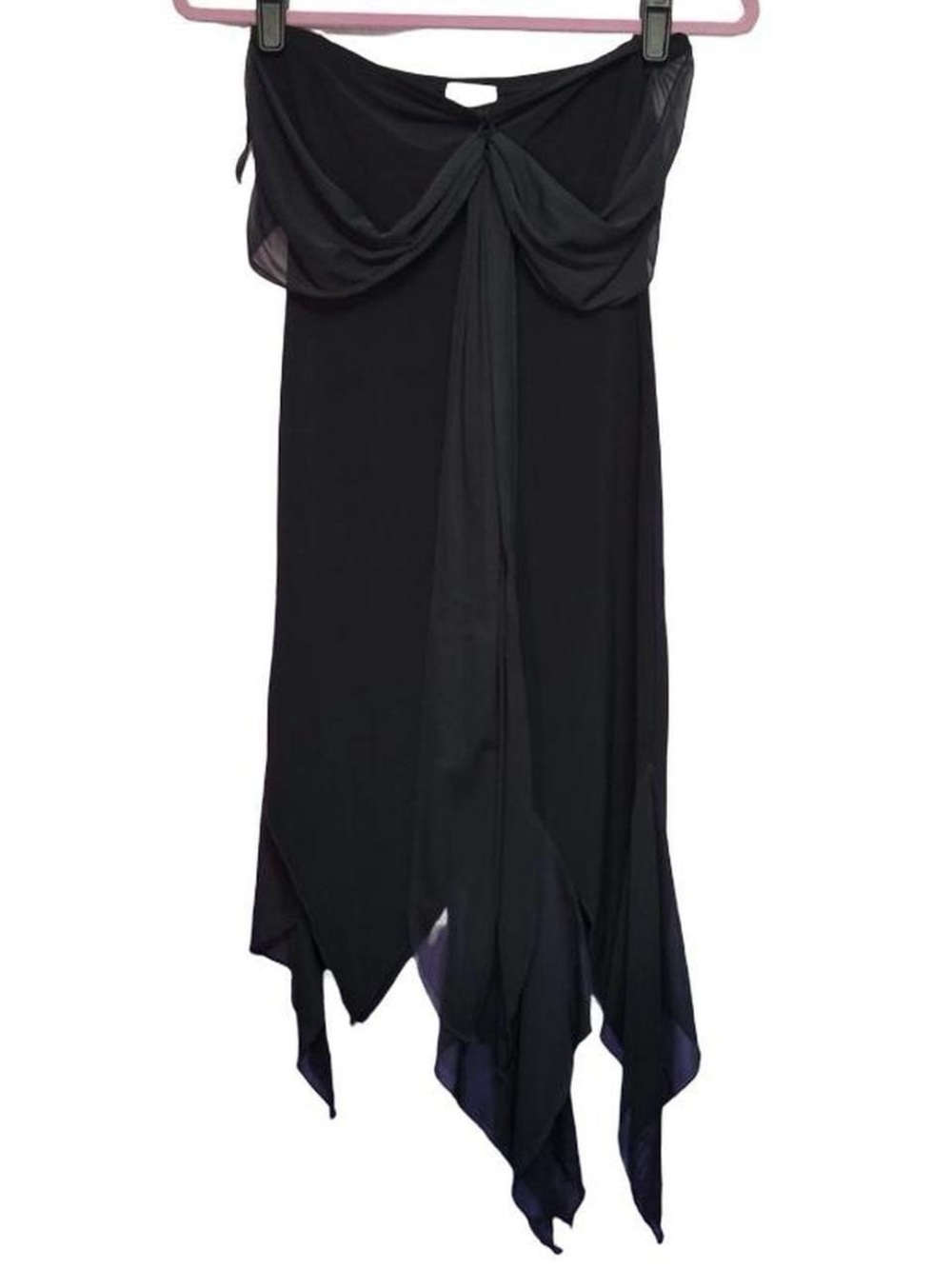 Y2K Strapless Black Draped Hanky-Hem Dress Sz XS Fairycore